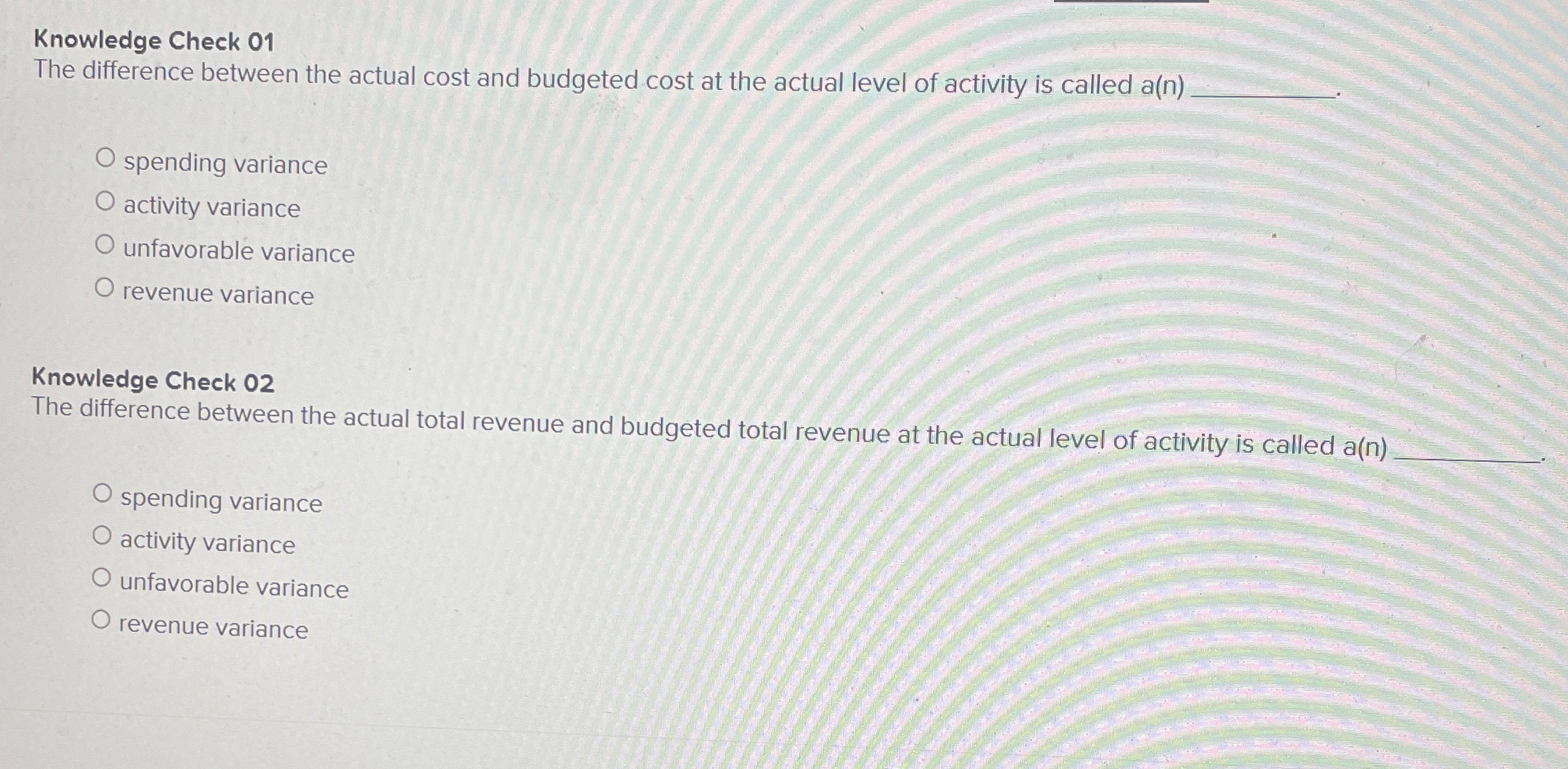 Knowledge Check 0 1 The difference between the