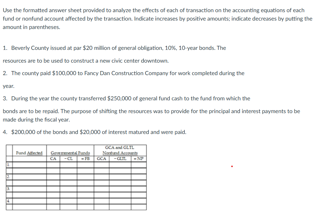 Use the formatted answer sheet provided to