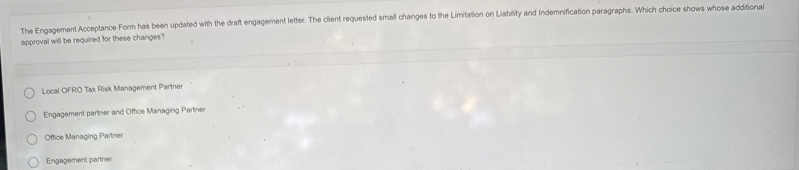 The Engagement Acceptance Form has been updated