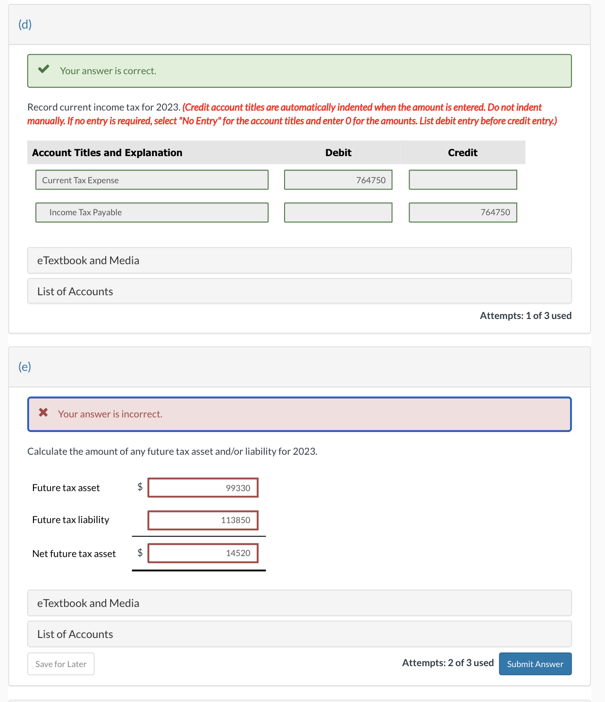 (d) ' Your answer is correct. Record current