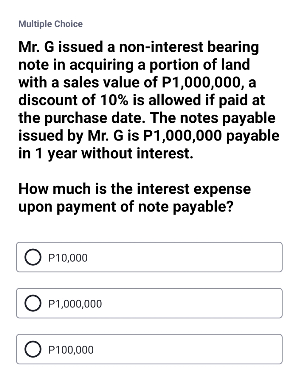 Please answer the screenshot. Multiple Choice Mr.