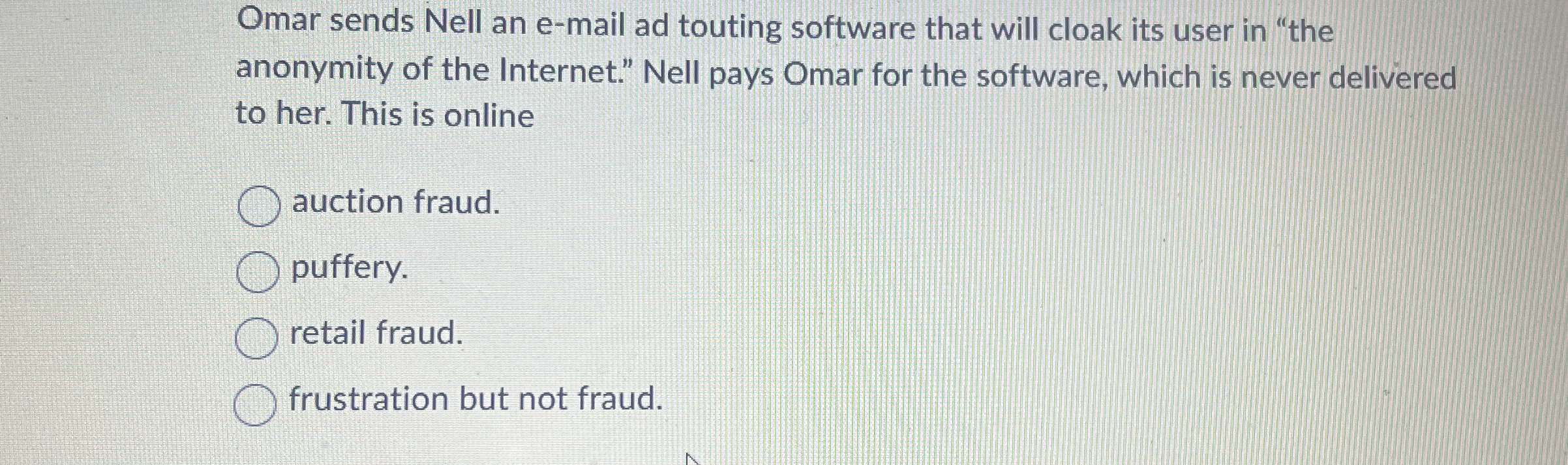 Omar sends Nell an e - mail ad touting software