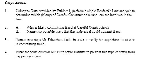 Requirements: 1. Using the Data provided by