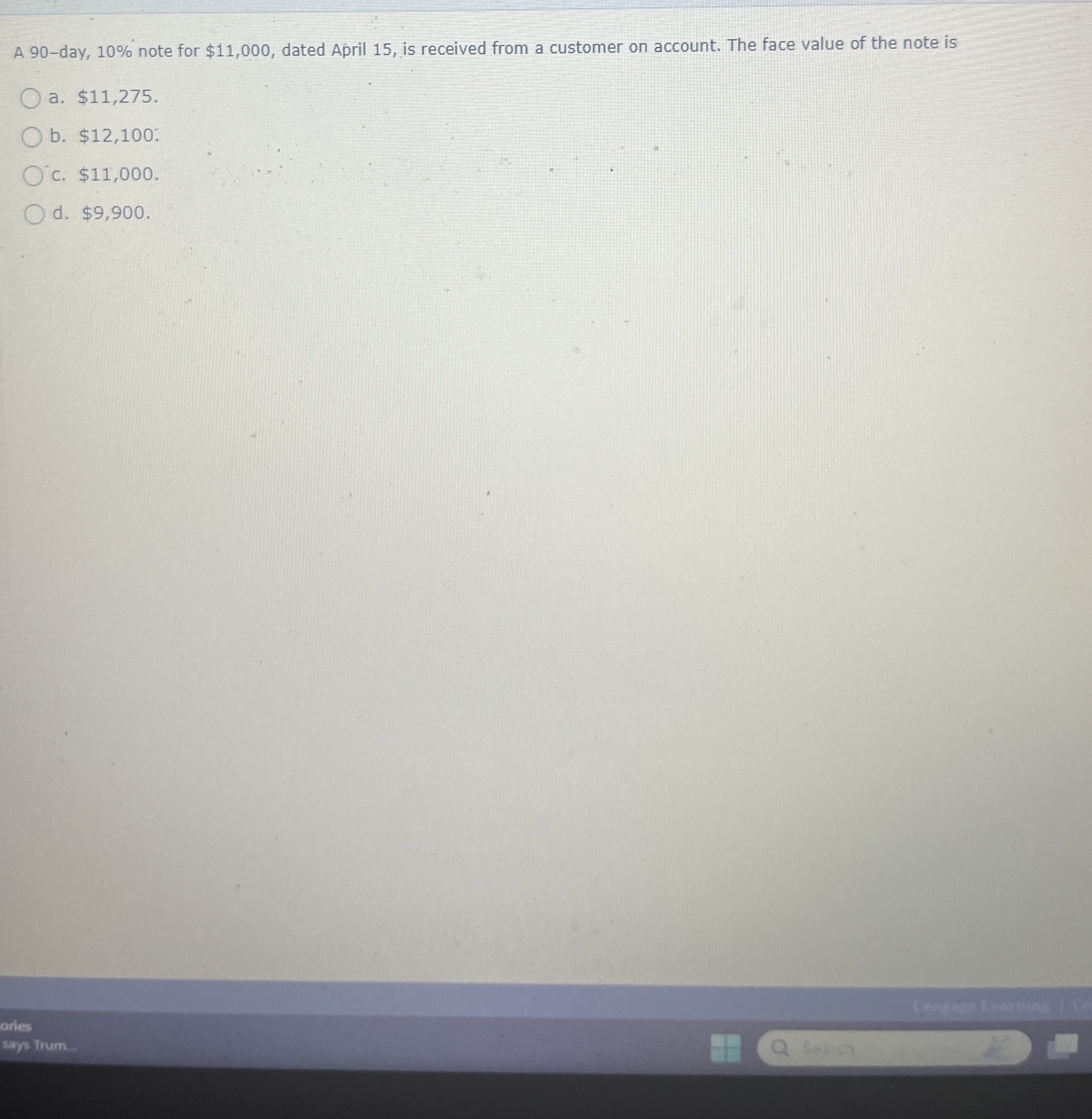 A 9 0 - day, 1 0 % note for $ 1 1 , 0 0 0 , dated