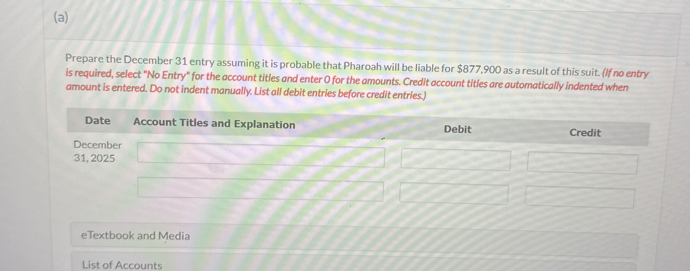 ( a ) Prepare the December 3 1 entry assuming it