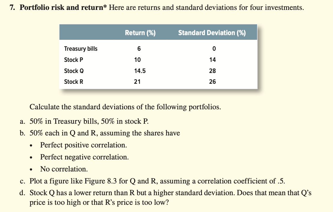 7. Portfolio risk and return* Here are returns