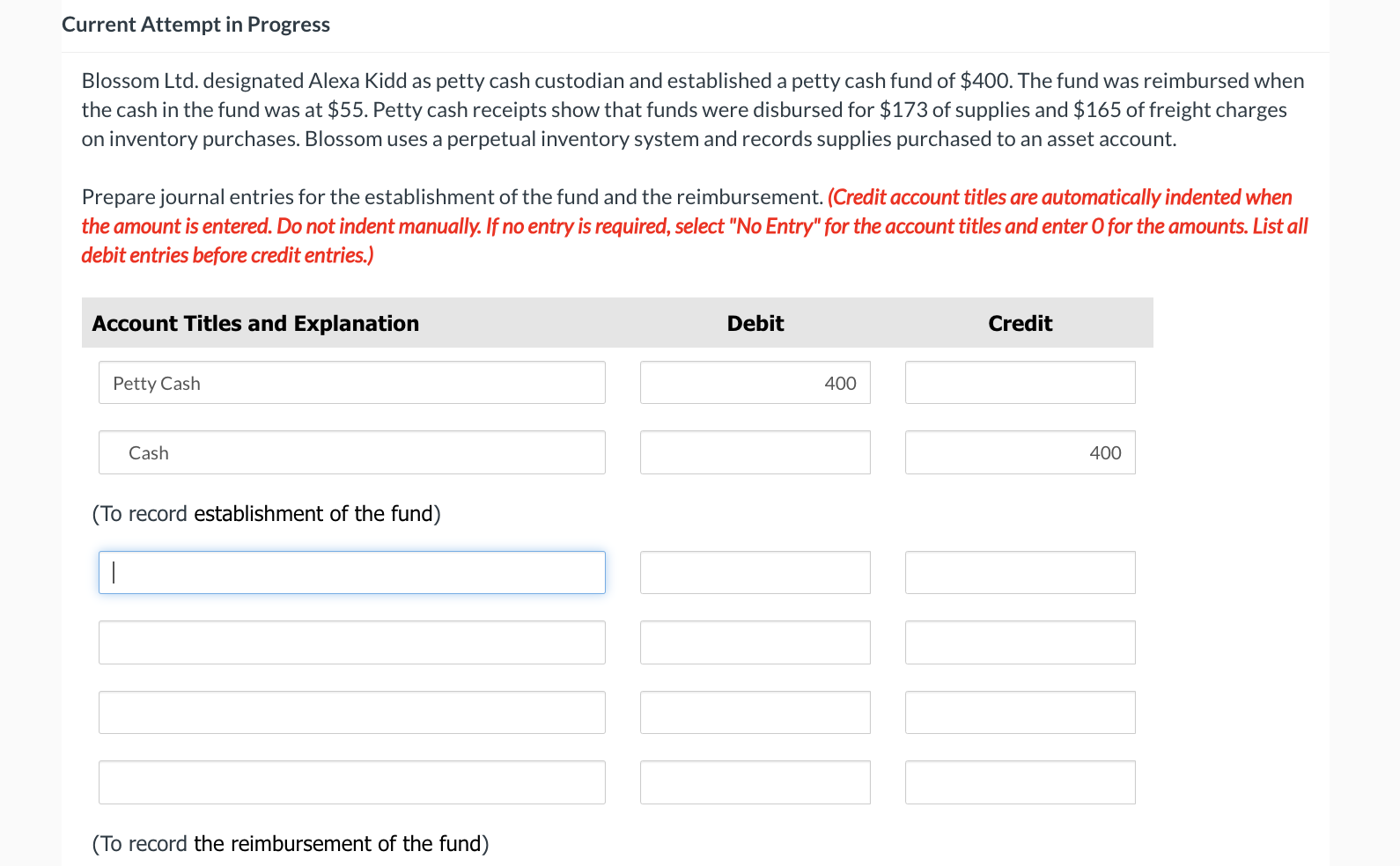 Current Attempt in Progress Blossom Ltd .
