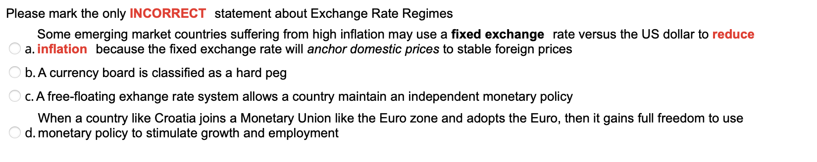 Please mark the only INCORRECT statement about