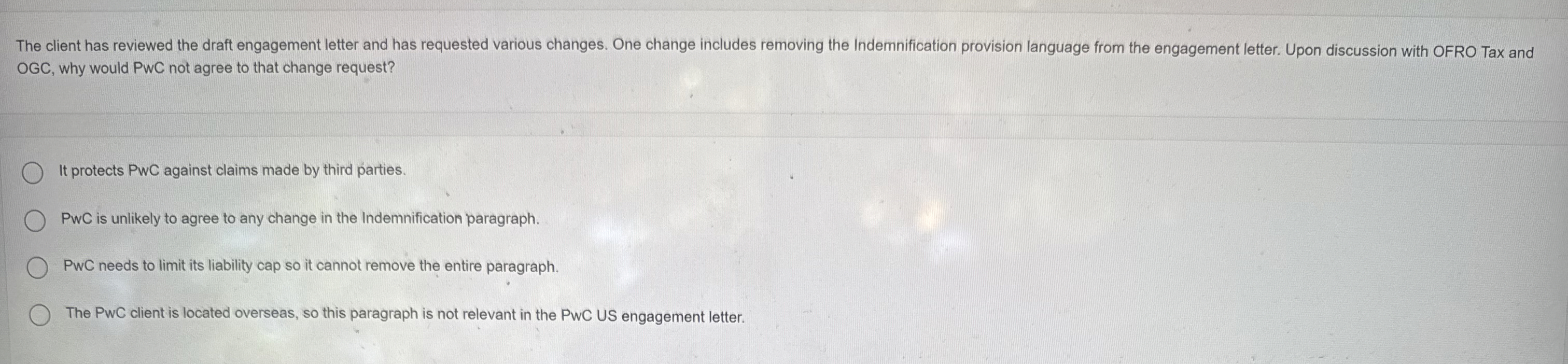 The client has reviewed the draft engagement