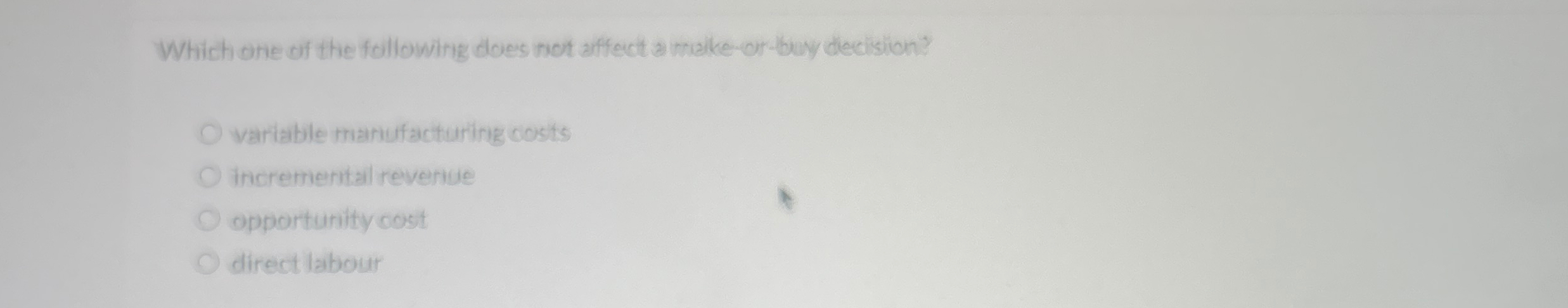 Which one of the following does not affect a make