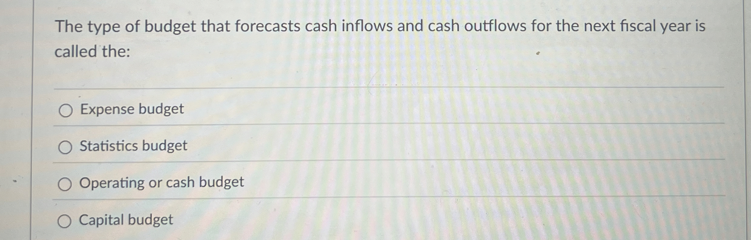 The type of budget that forecasts cash inflows