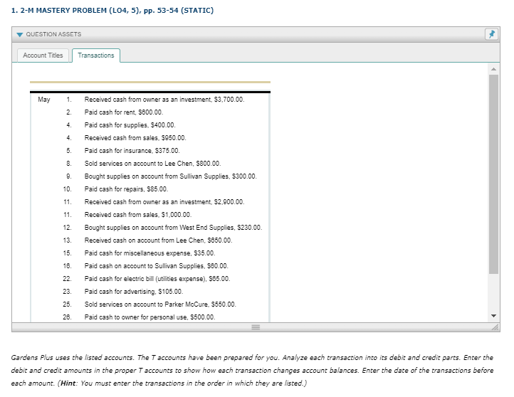 1. 2-M MASTERY PROBLEM (LO4, 5), pp. 53-54