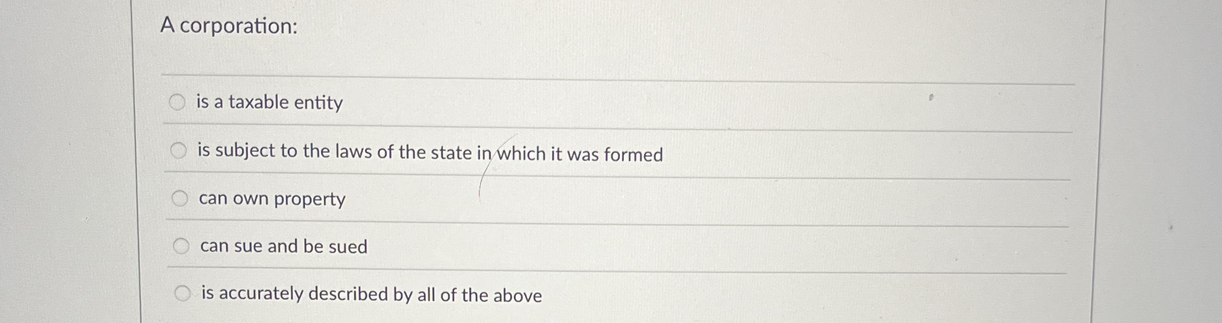 A corporation: q , is a taxable entity is subject