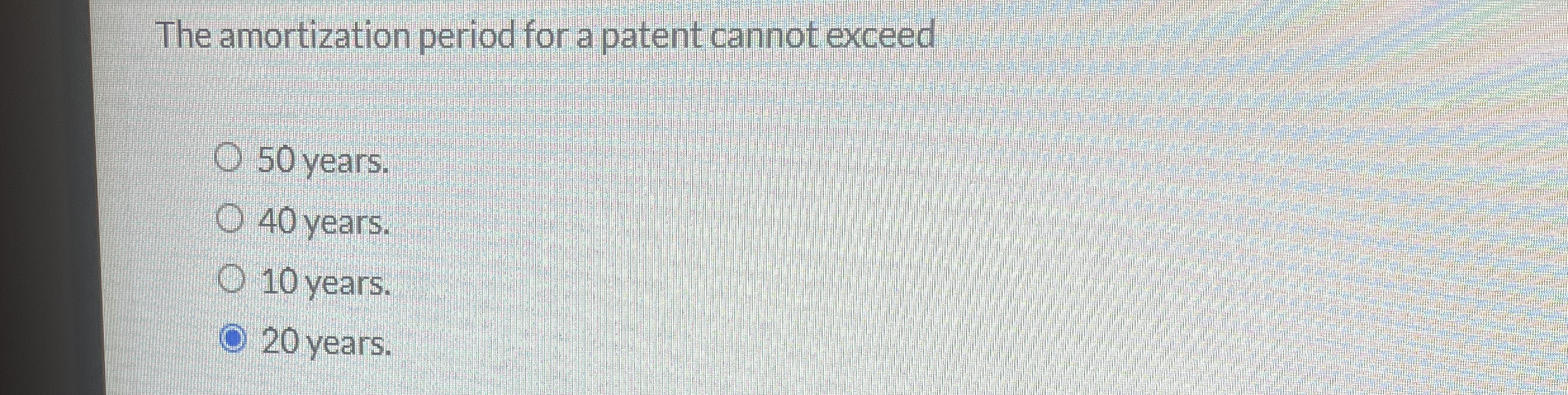 The amortization period for a patent cannot