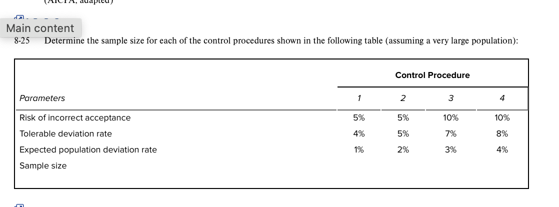 Main content 8 - 2 5 Determine the sample size