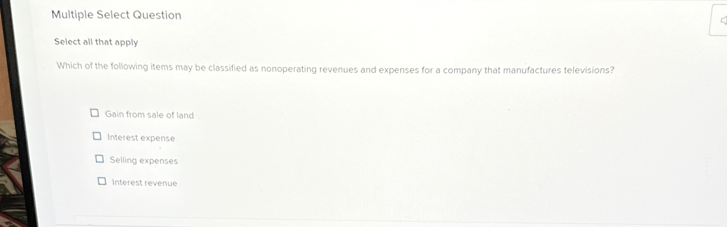 Multiple Select Question Select all that apply