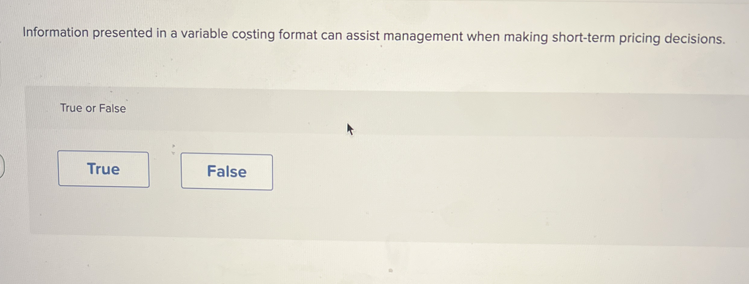 Information presented in a variable costing