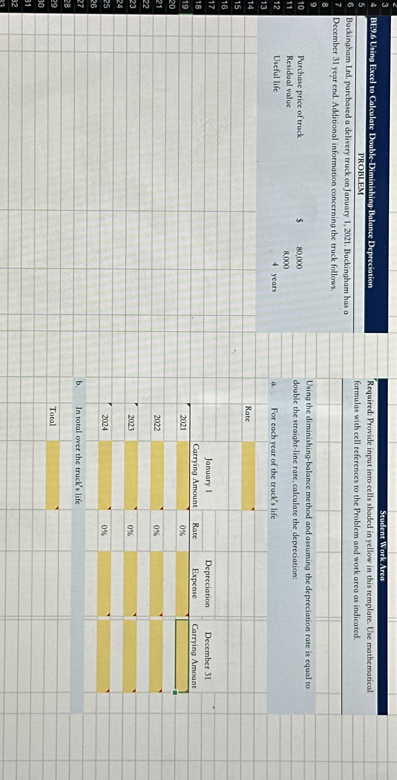 Student Work Area BE 9 . 6 Using Excel to