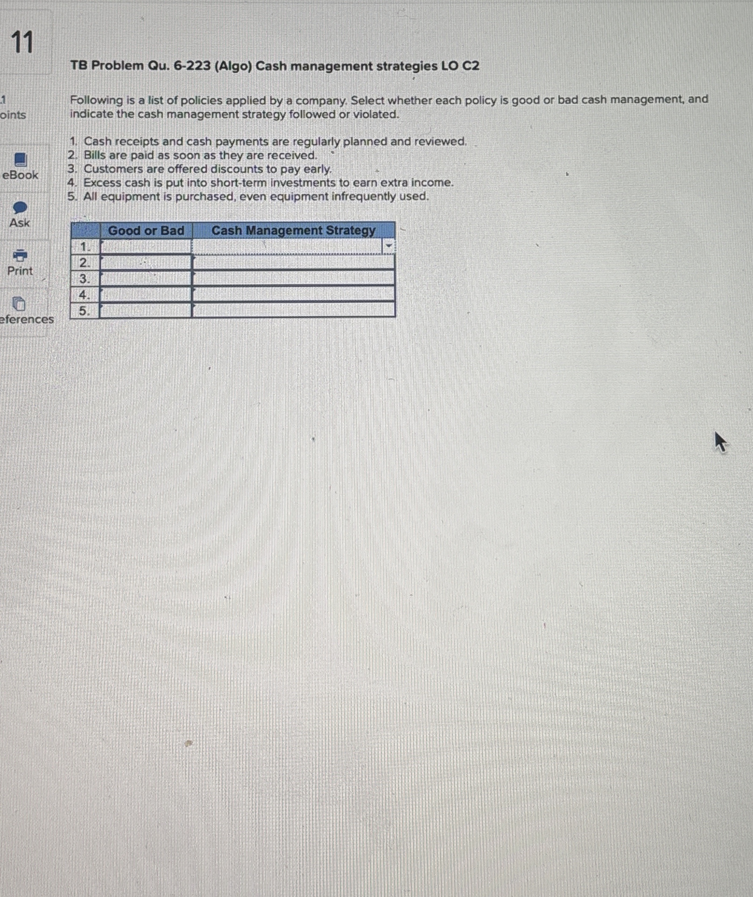 1 1 TB Problem Qu . 6 - 2 2 3 ( Algo ) Cash