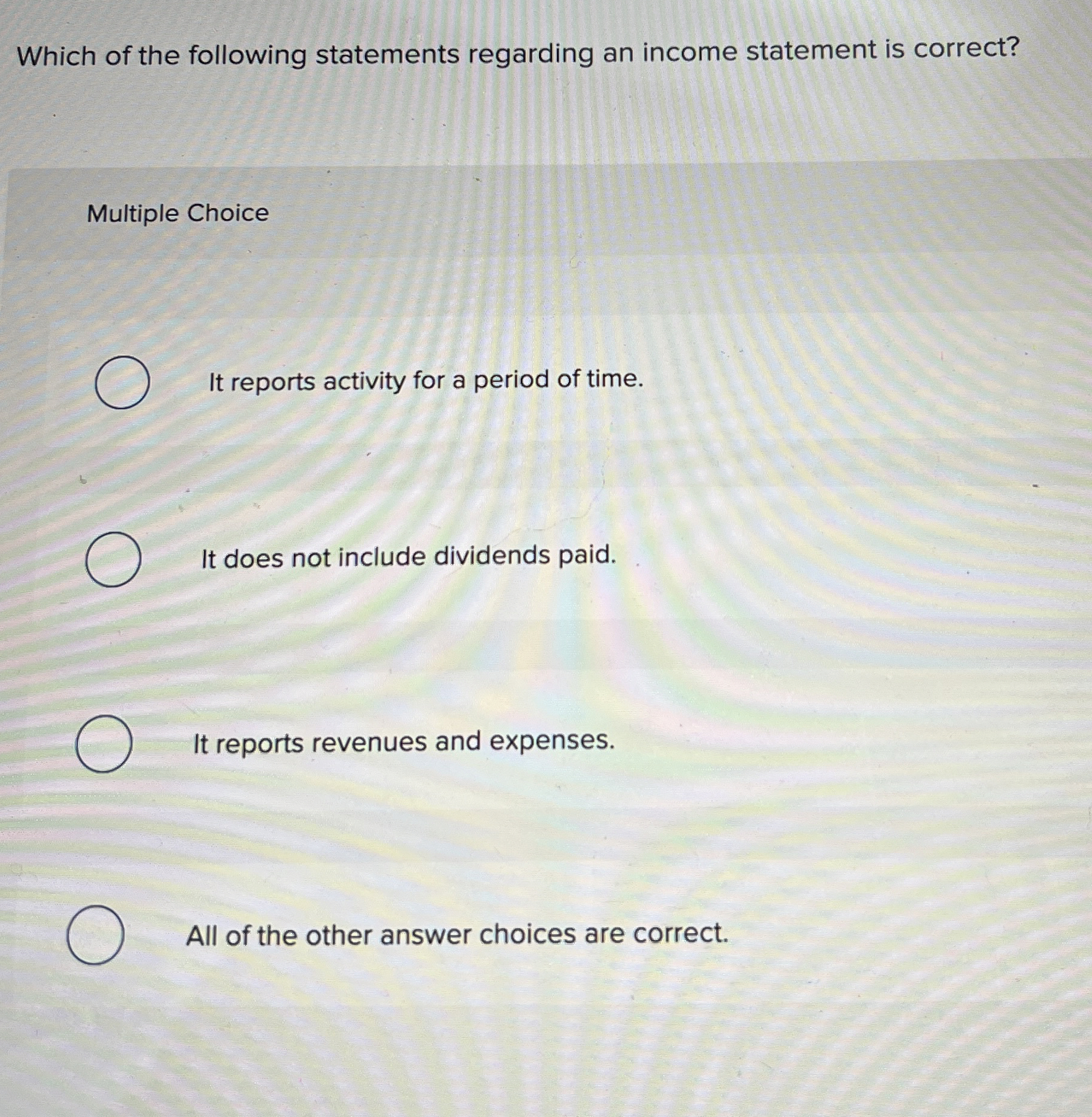 Which of the following statements regarding an