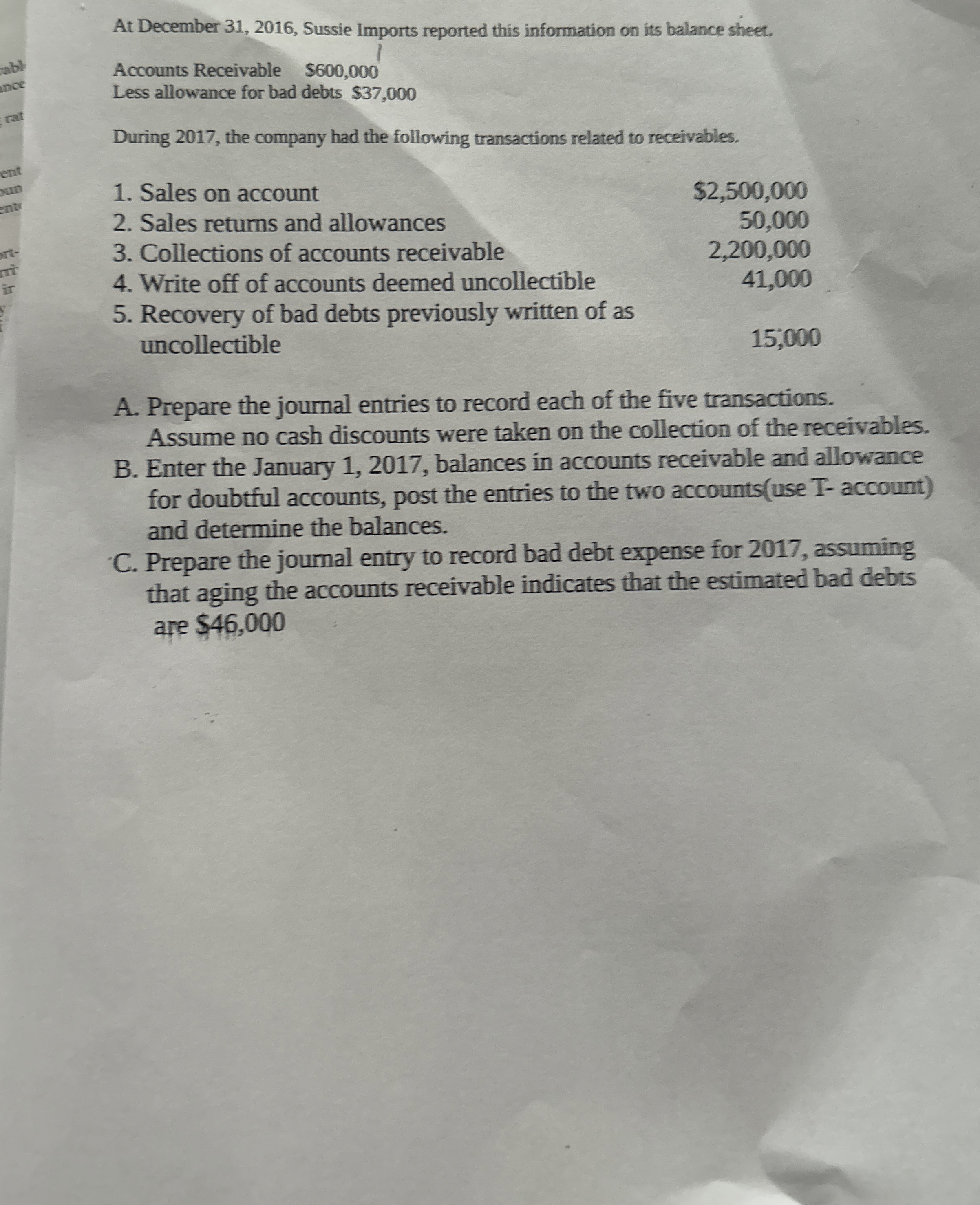 At December 3 1 , 2 0 1 6 , Sussie Imports