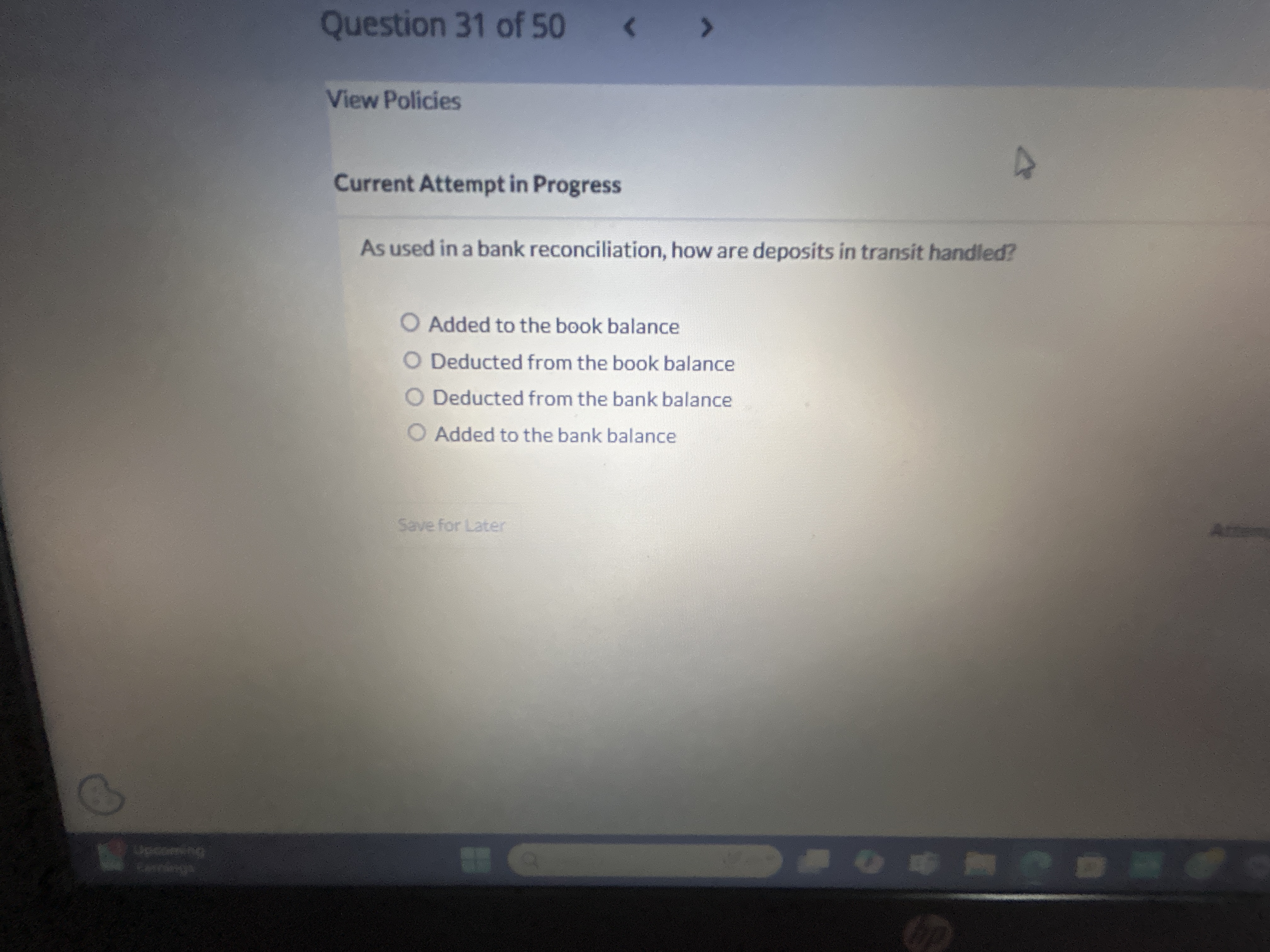 View Policies Current Attempt in Progress As used