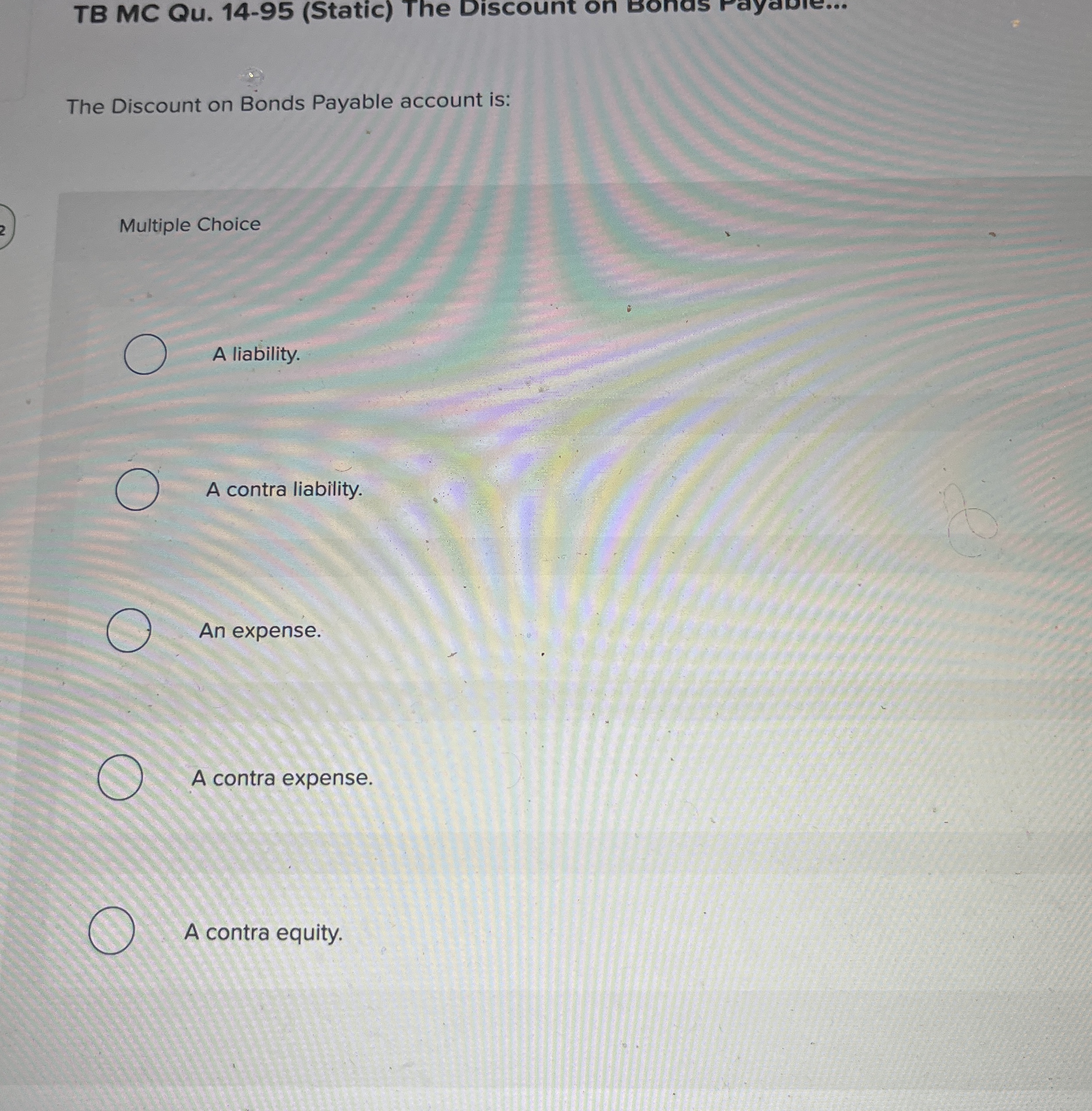 TB MC Qu . 1 4 - 9 5 ( Static ) The Discount on