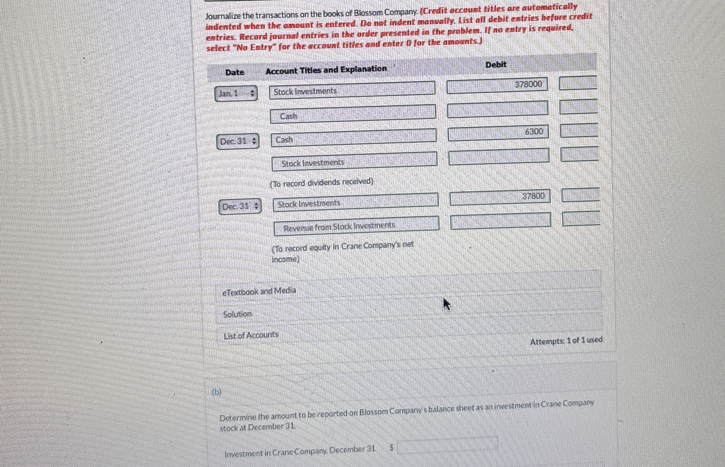 ( b ) Determine the amount to be reported on
