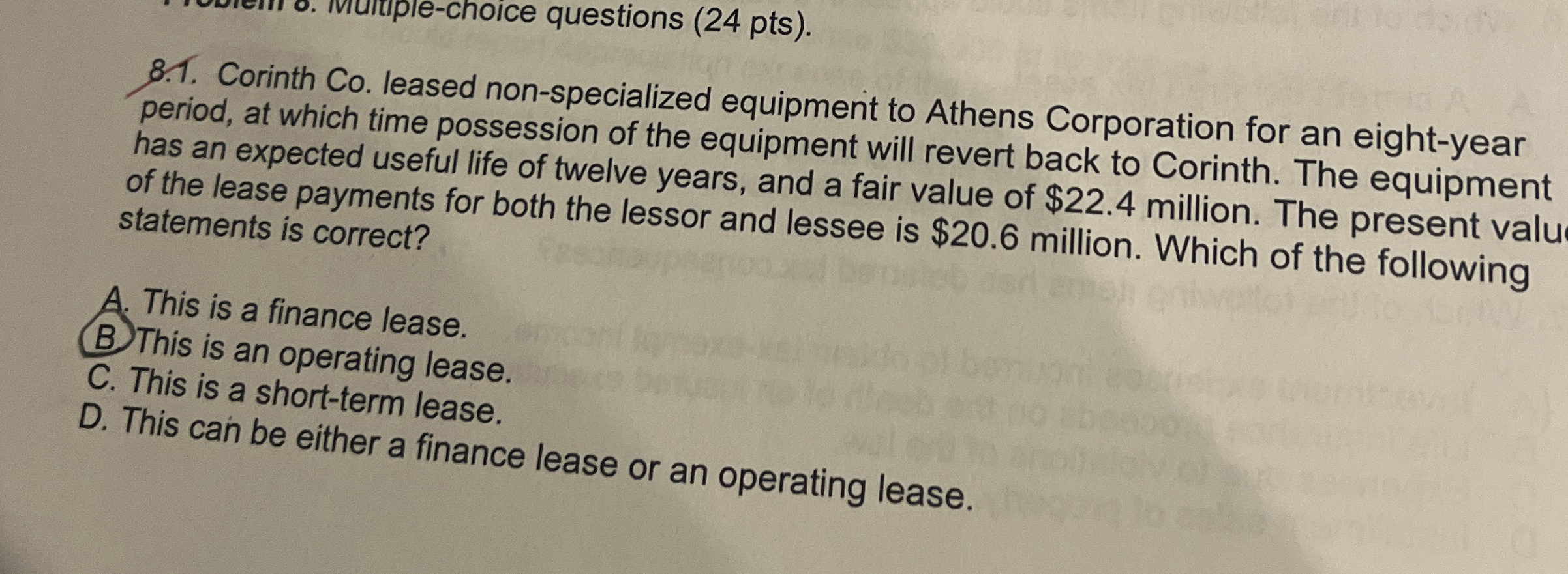 8 . 1 . Corinth Co . leased non - specialized