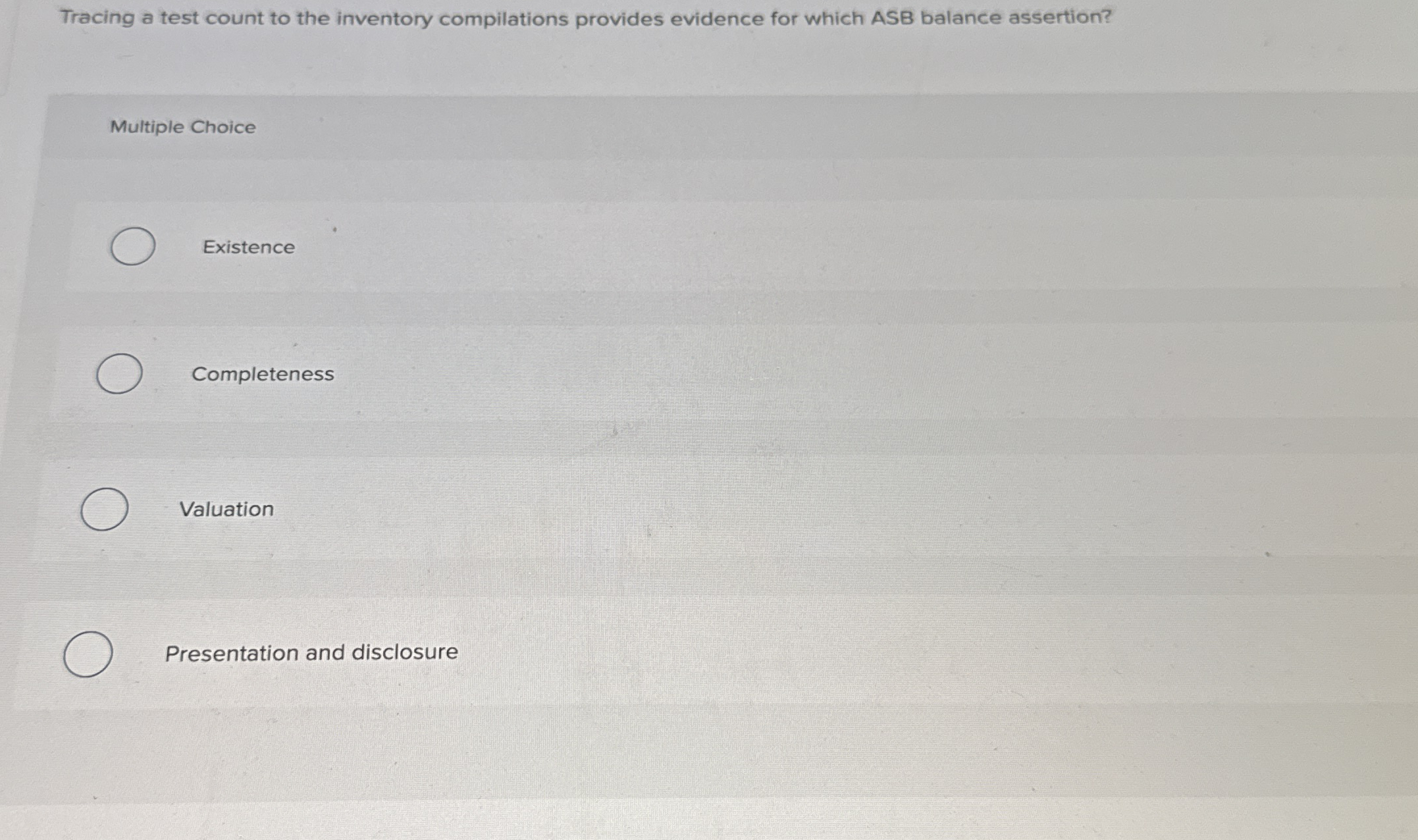 Tracing a test count to the inventory