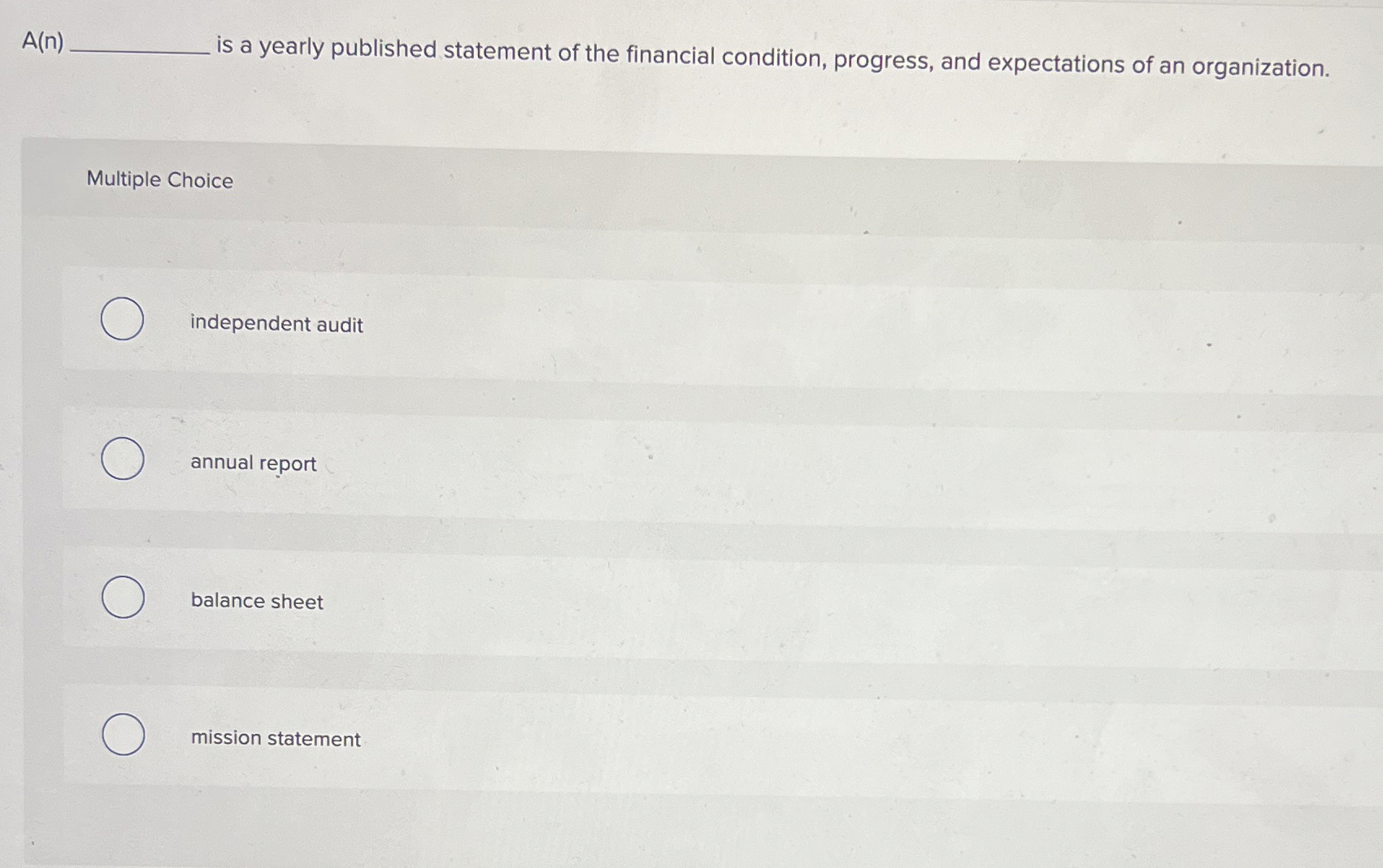 A ( n ) q , is a yearly published statement of