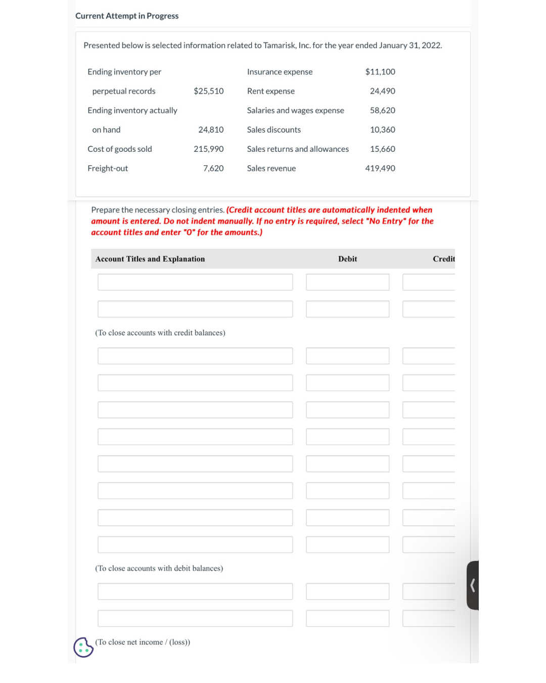 Current Attempt in Progress Presented below is