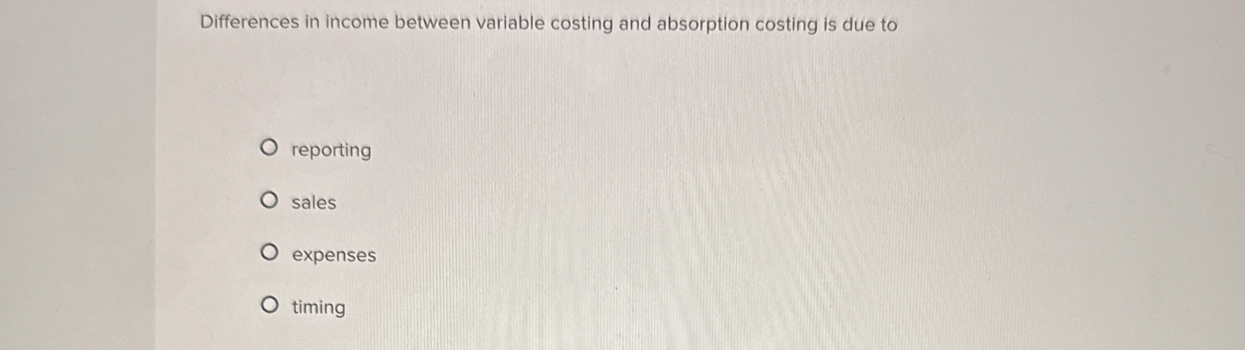 Differences in income between variable costing