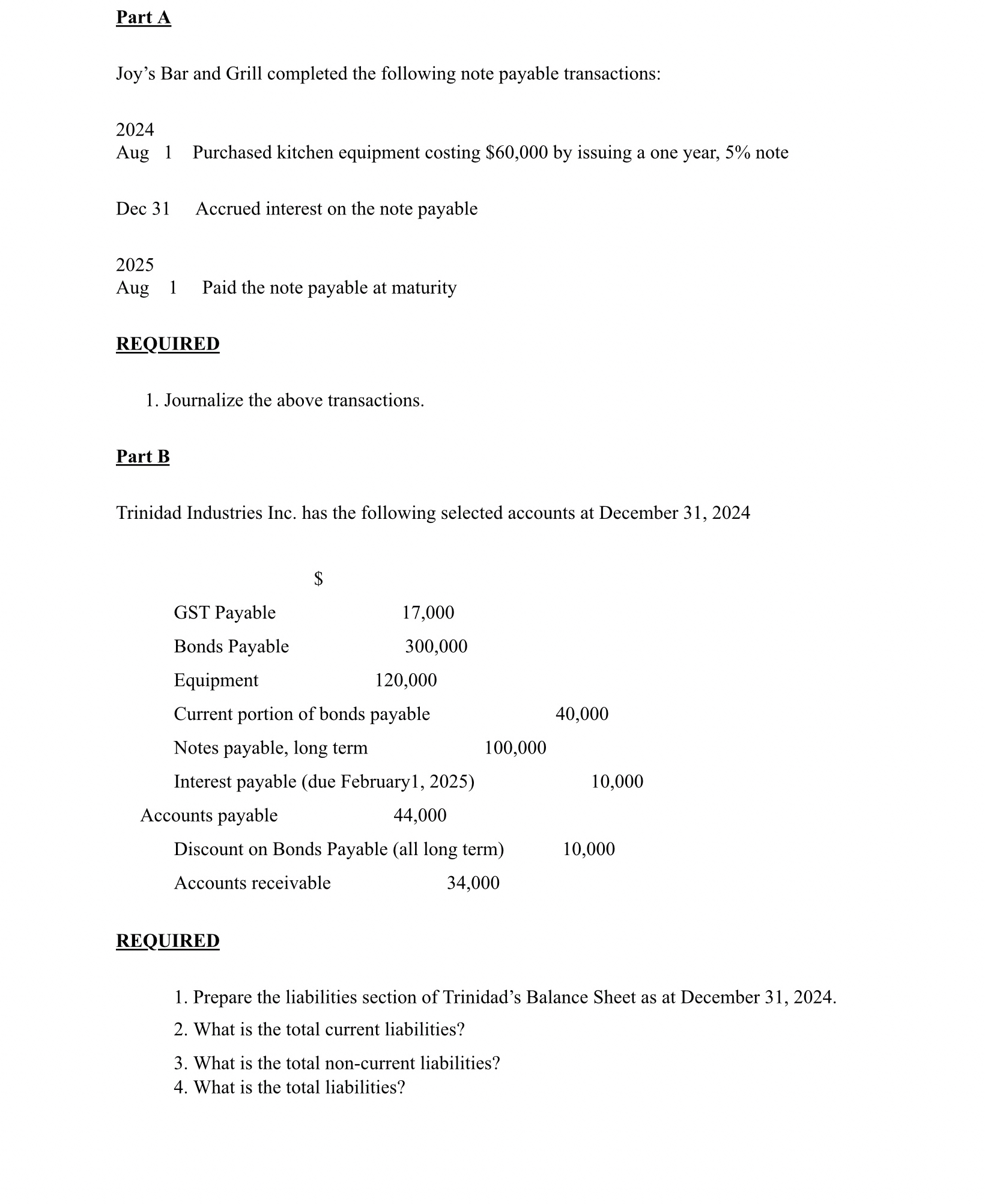 Part A Joy's Bar and Grill completed the