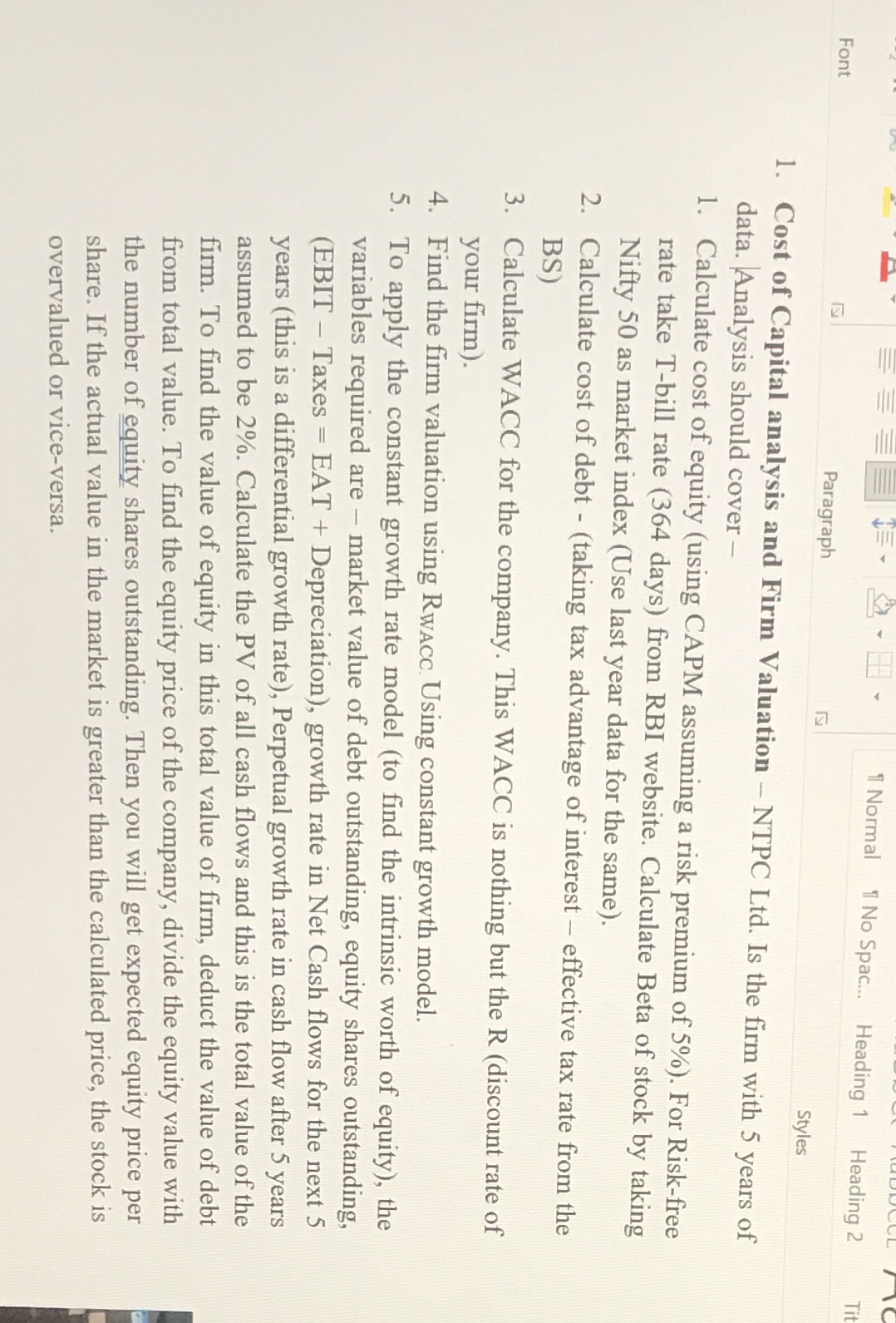 1 Normal 1 No Spac... Heading 1 Heading 2 Font
