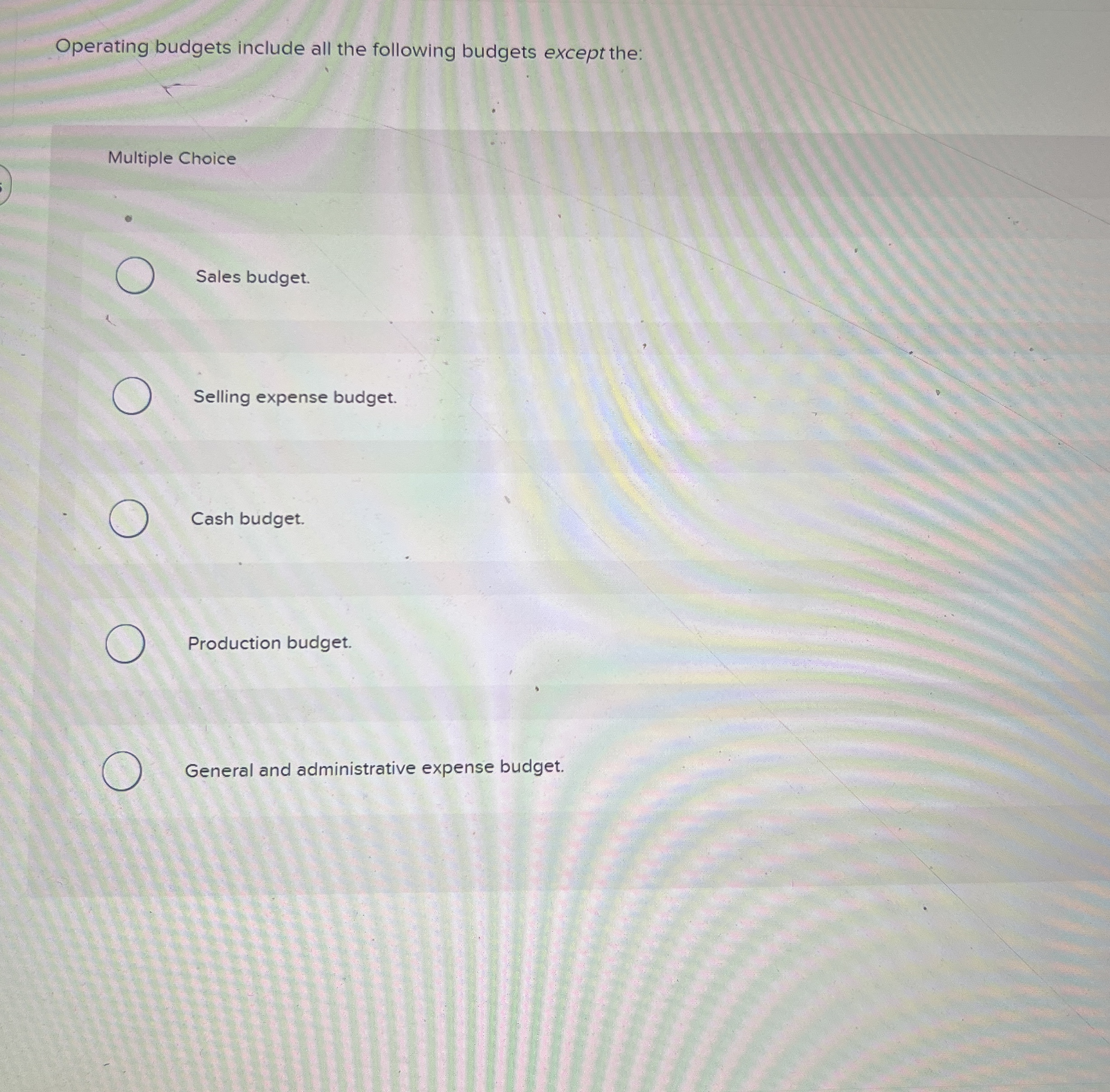 Operating budgets include all the following