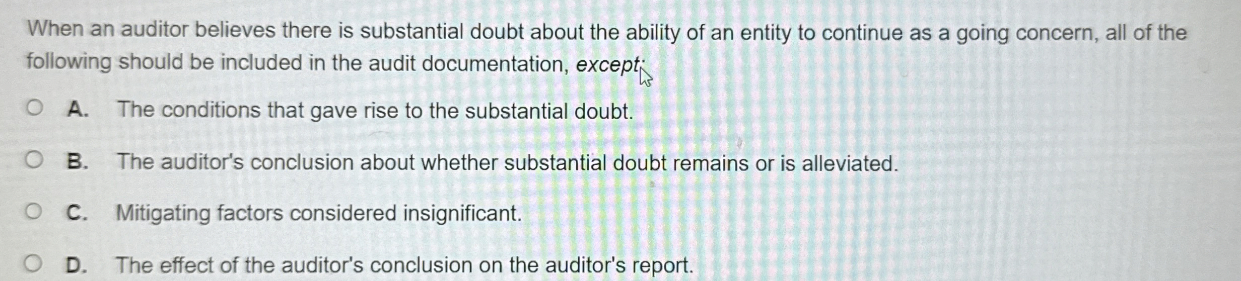 When an auditor believes there is substantial