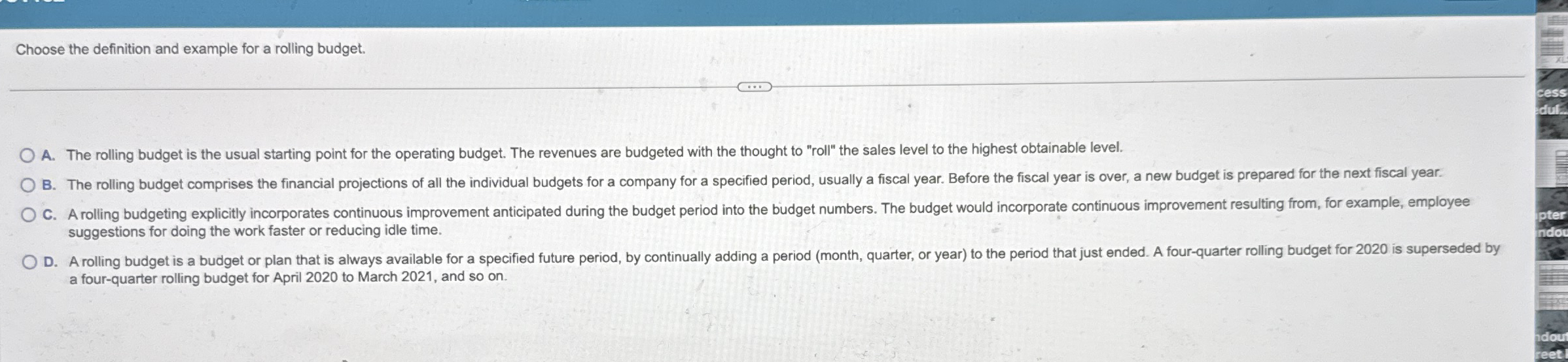 Choose the definition and example for a rolling