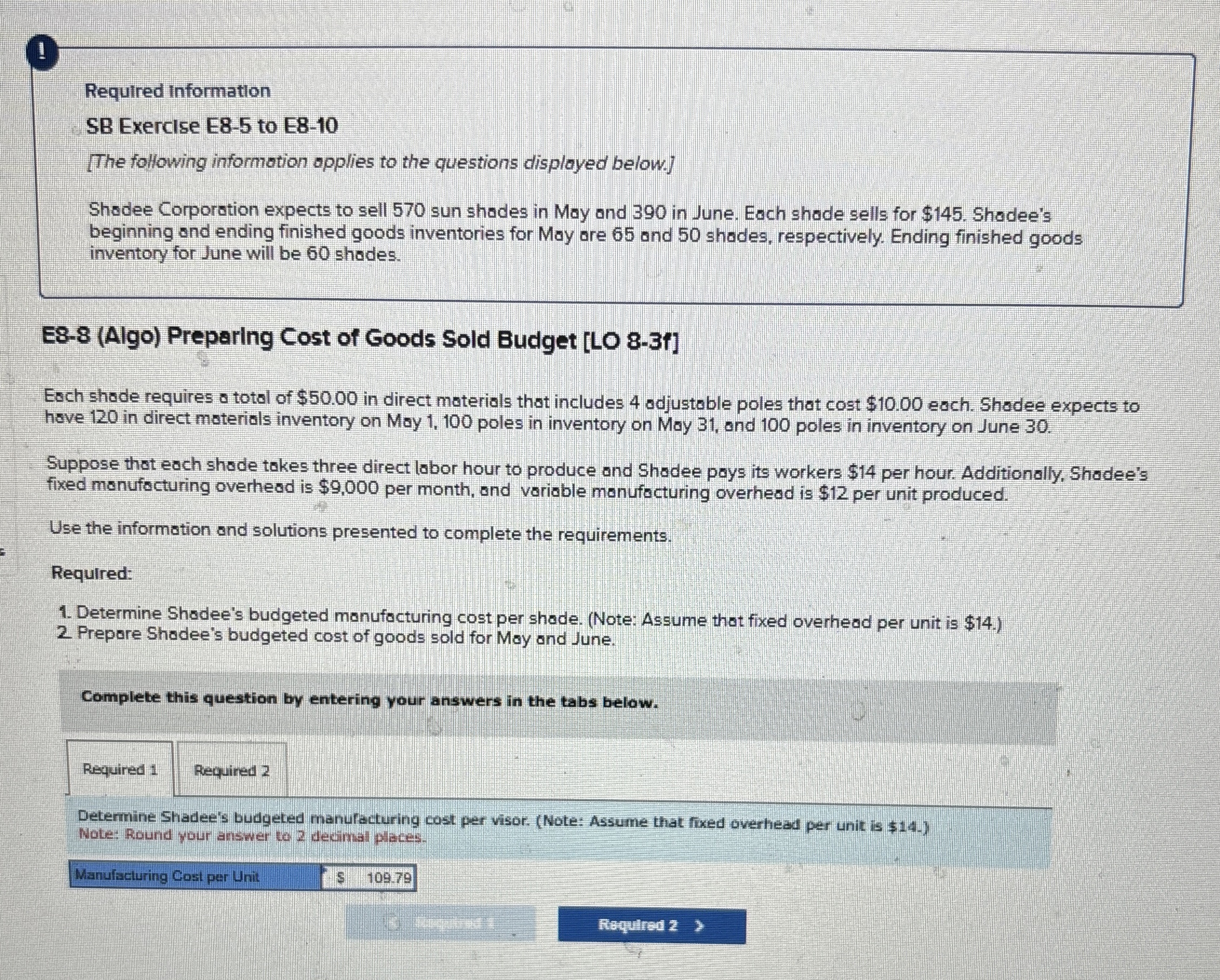 ! Required information SB Exercise E 8 - 5 to E 8