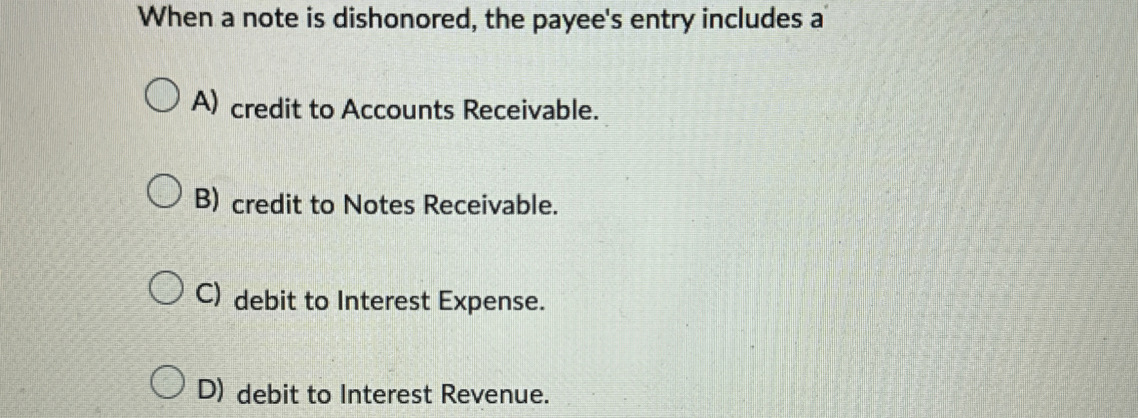 When a note is dishonored, the payee's entry