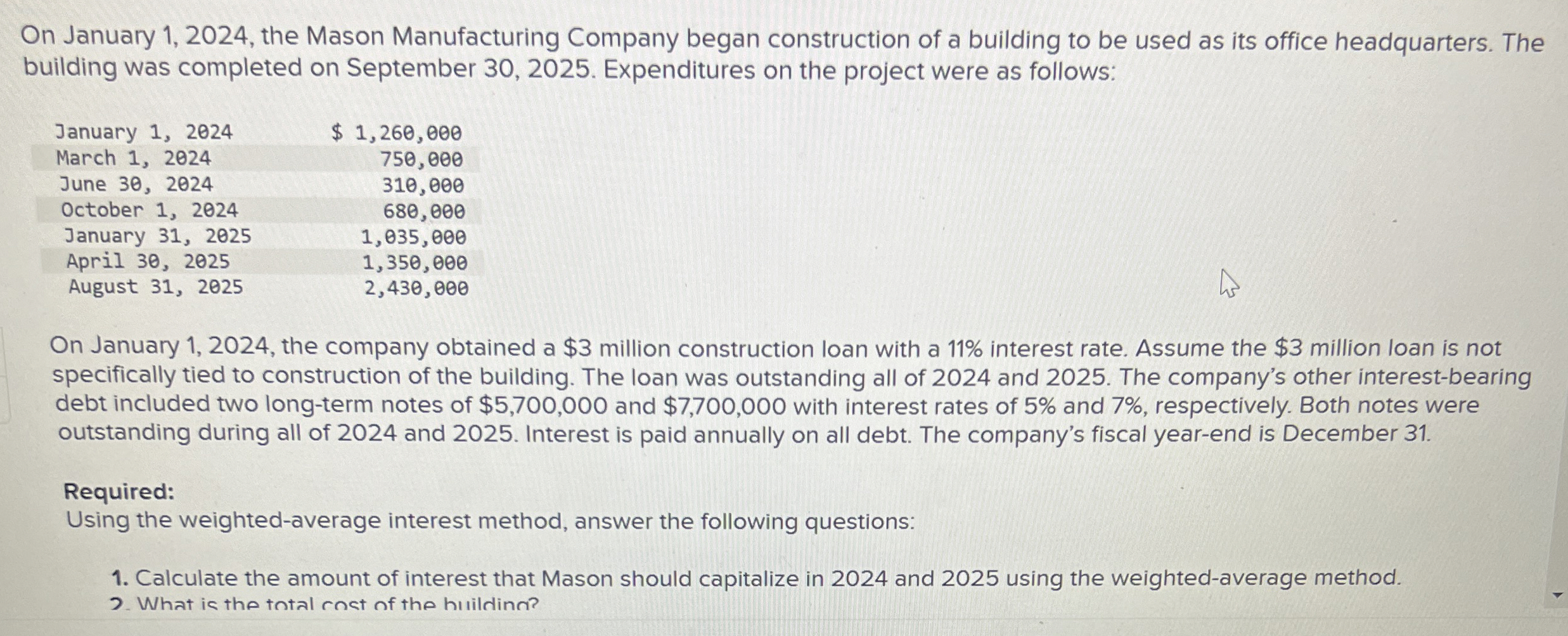 On January 1 , 2 0 2 4 , the Mason Manufacturing