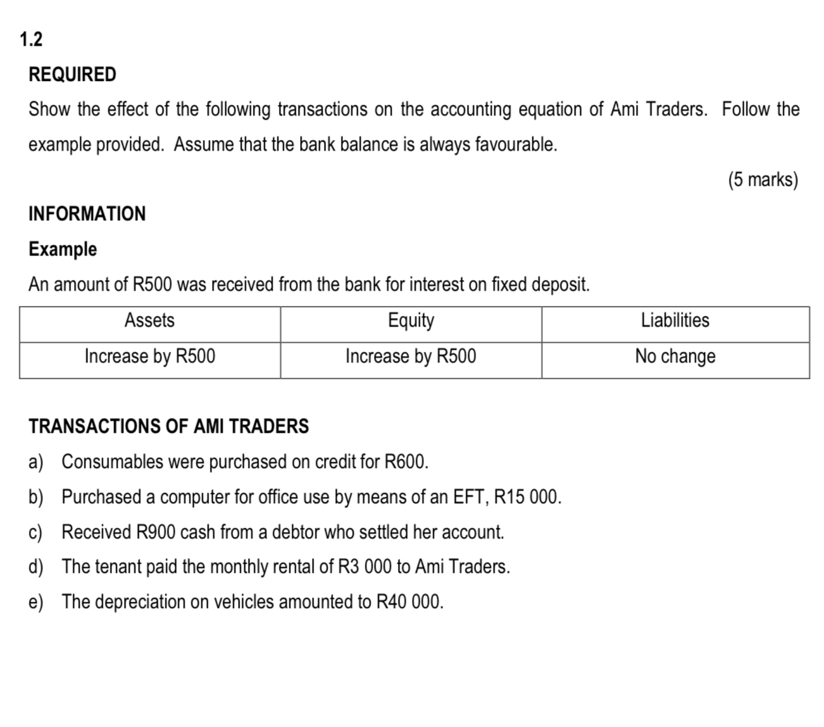 1 . 2 REQUIRED Show the effect of the following