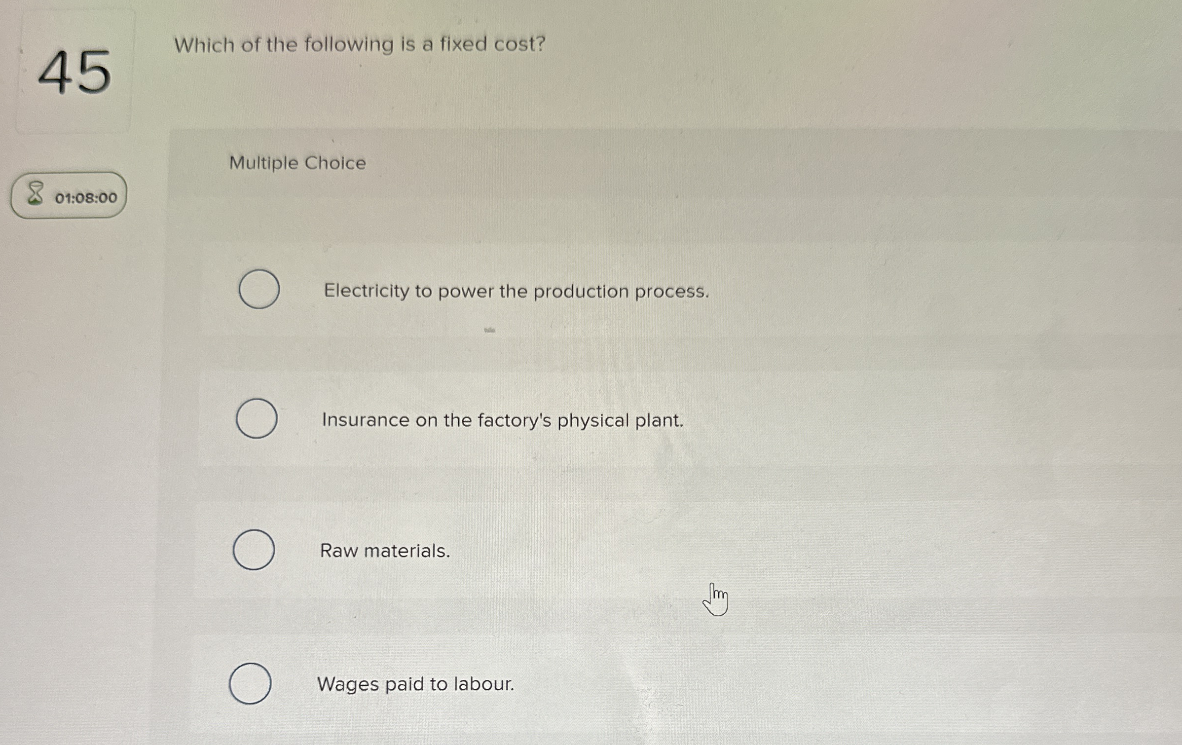 4 5 Which of the following is a fixed cost?