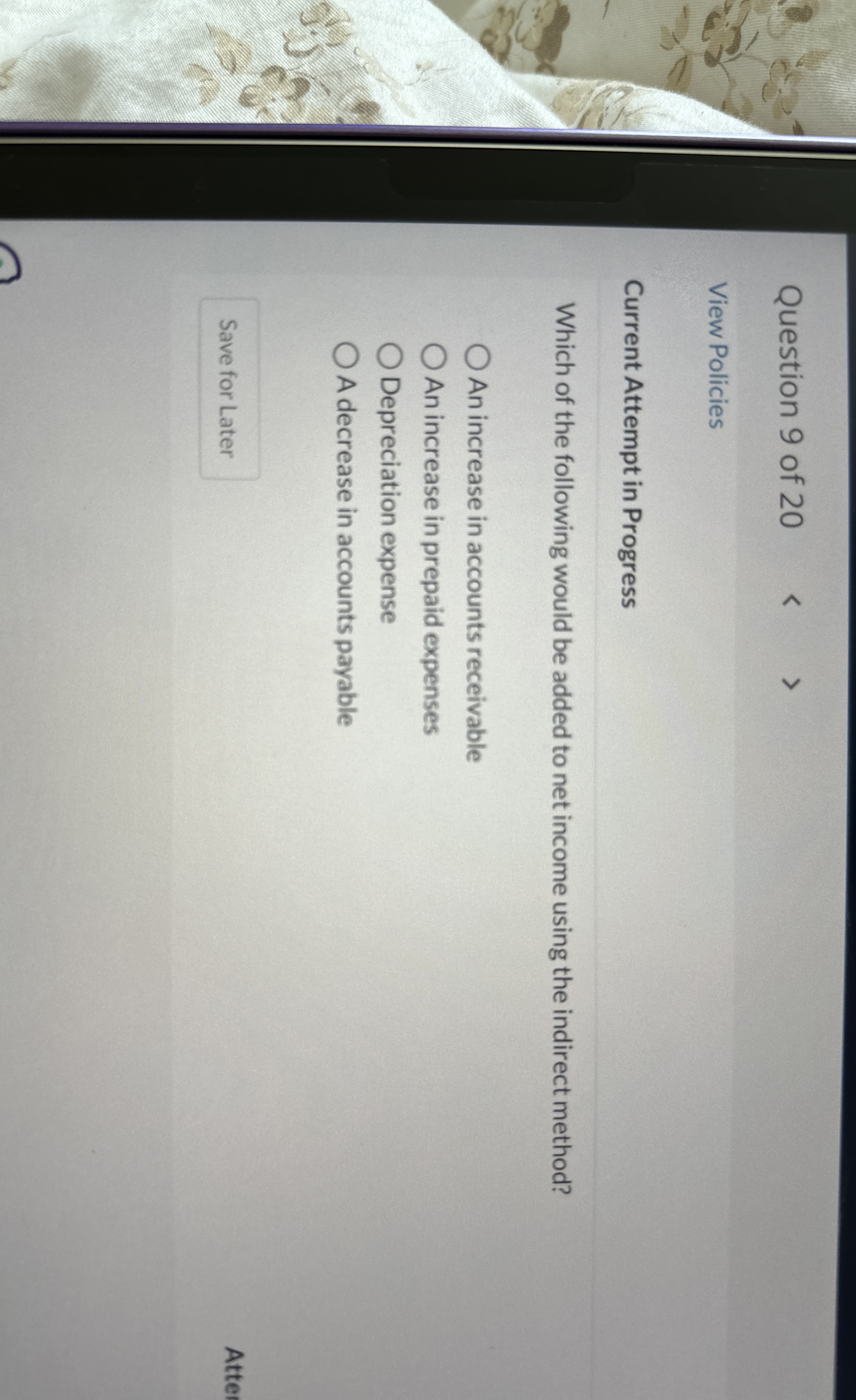 Question 9 of 2 0 View Policies Current Attempt