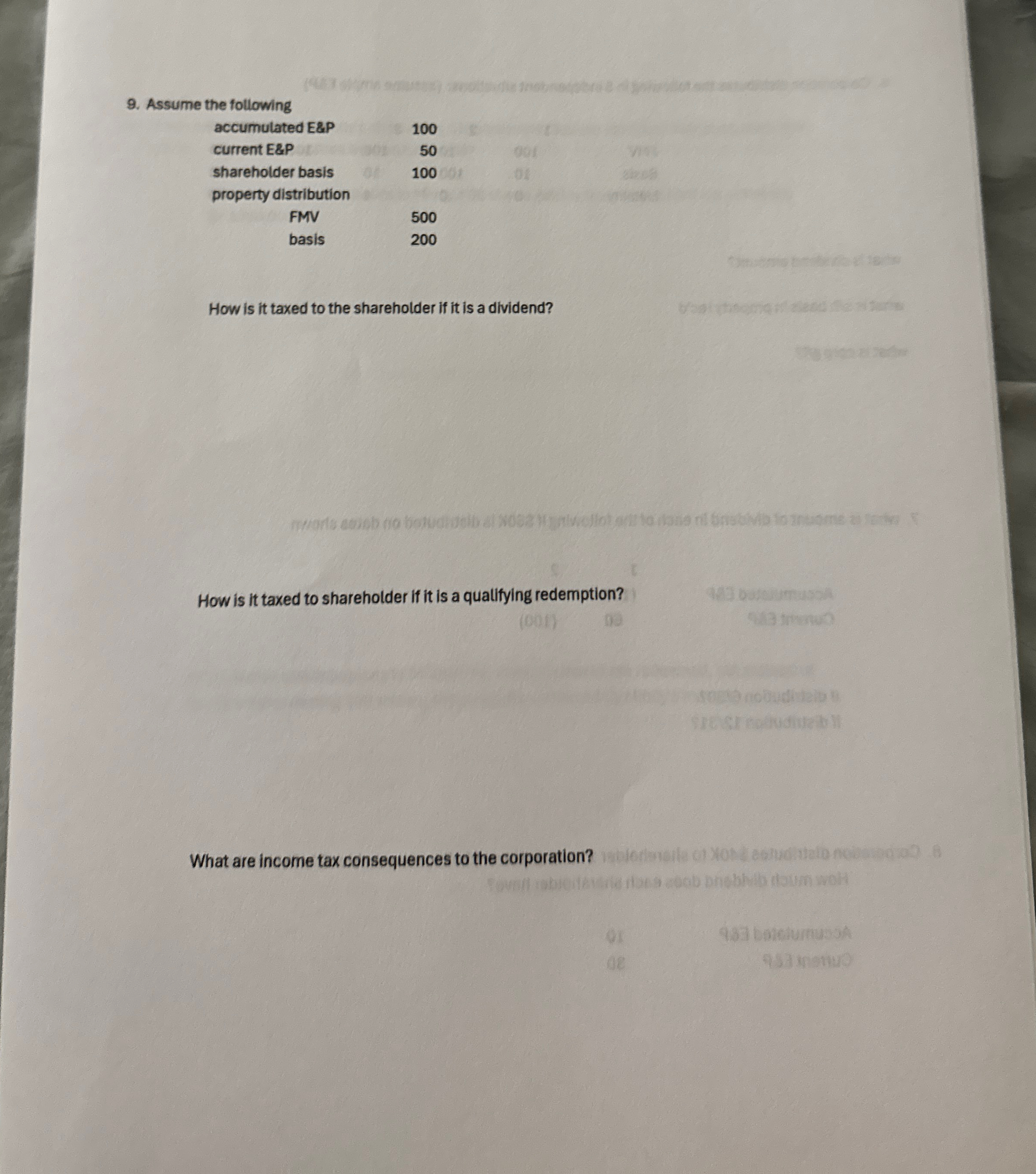 Assume the following \ table [ [ accumulated E&P