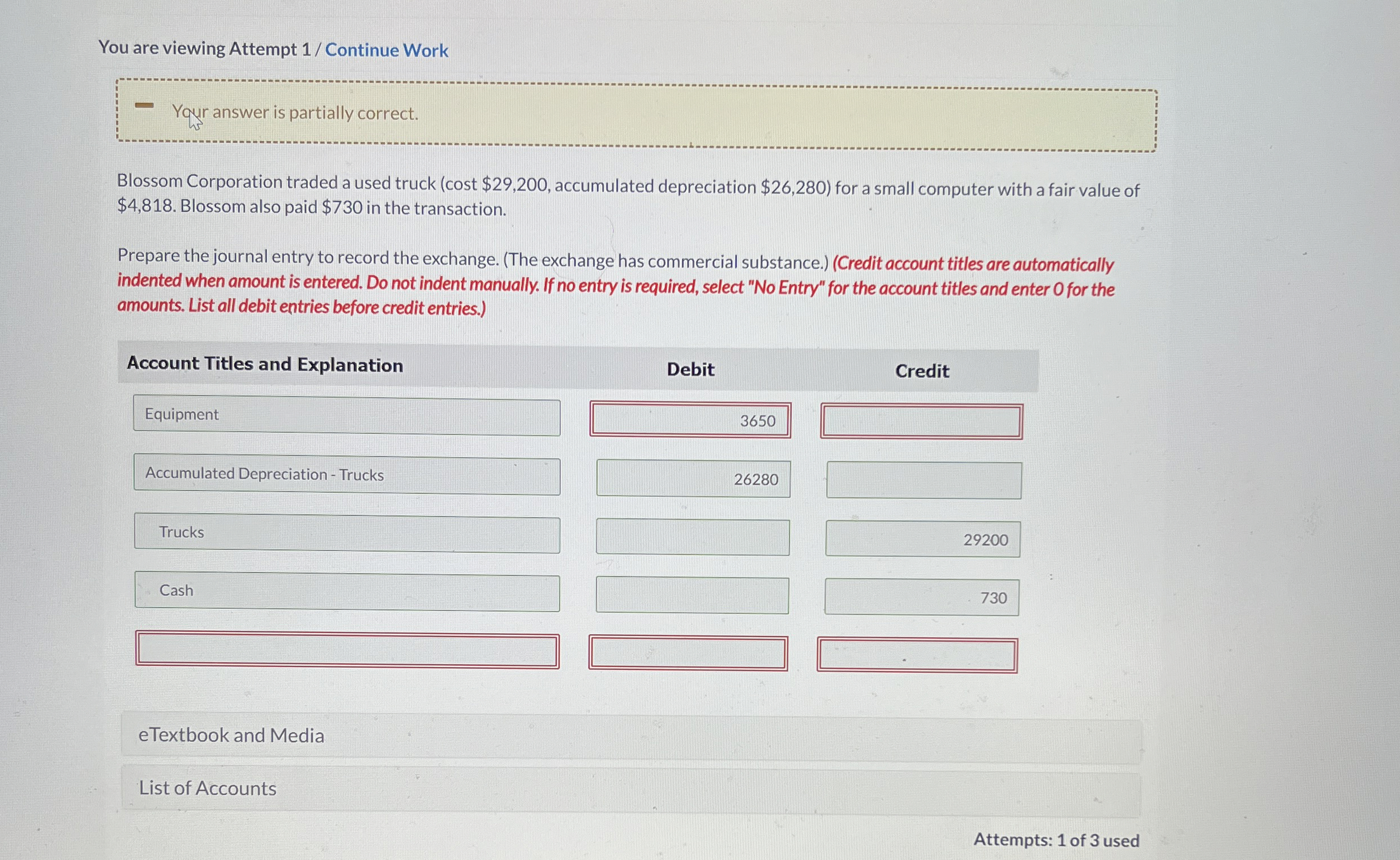 You are viewing Attempt 1 / Continue Work Yqur