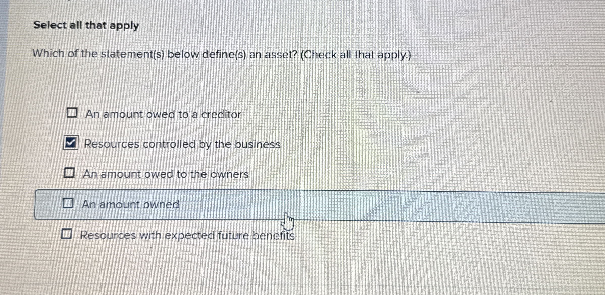 Select all that apply Which of the statement ( s