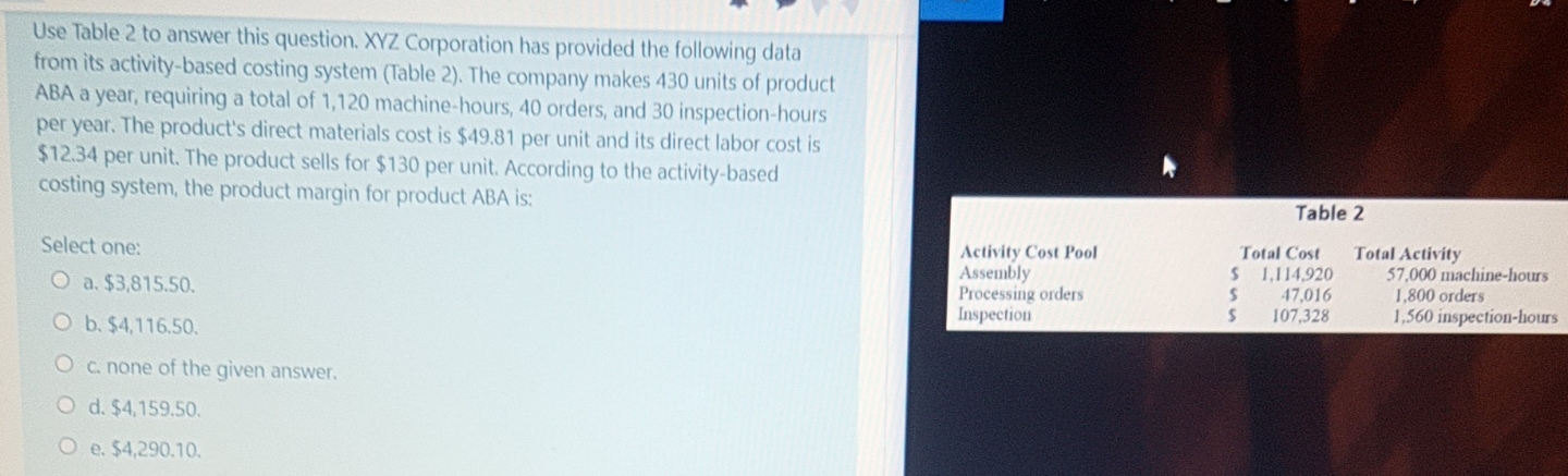 Please help me with the right option 19 Use Table