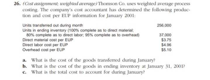 Continuation 26. (Cost assignment; weighted