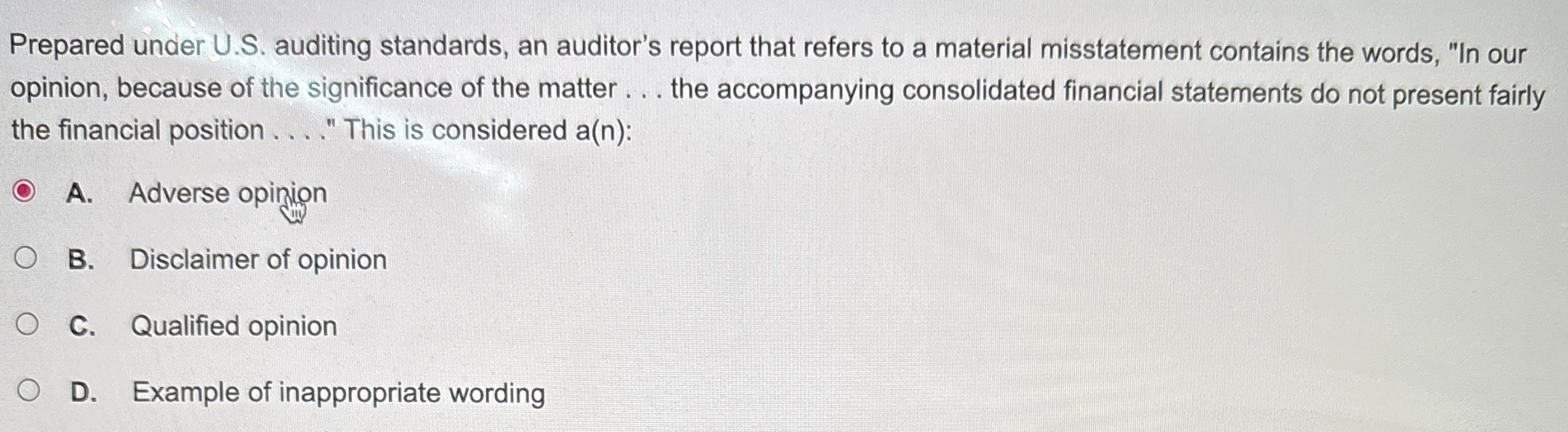 Prepared under U . S . auditing standards, an